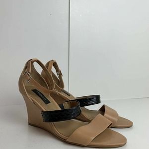 Ann Taylor 2 tone Strappy Wedge Heels